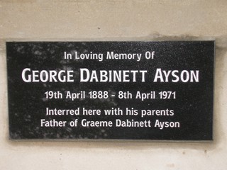 George Ayson plaque