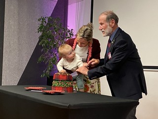 Cuttting of the Reunion Cake